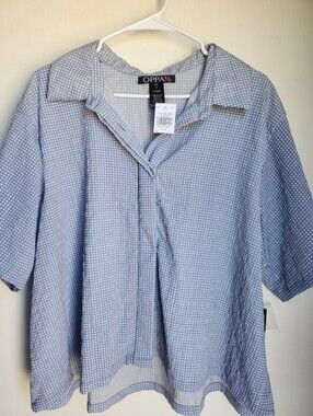 Blue Short-Sleeve Casual Button-Down Shirt